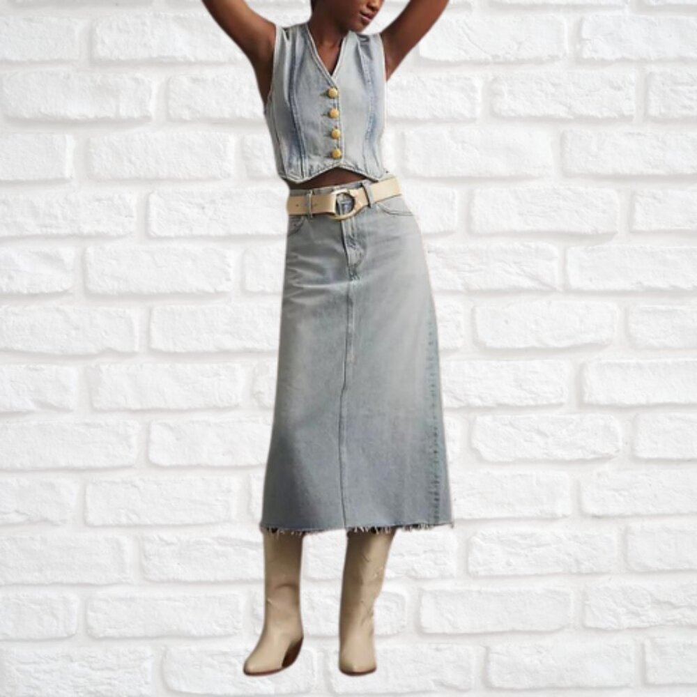 NWT AGOLDE Della Denim Midi Skirt